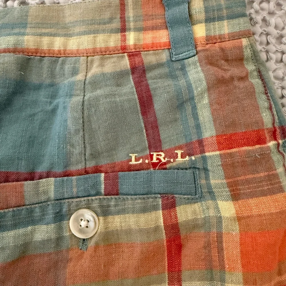 Ralph Lauren Plaid Cotton Shorts in Blue, Orange, Tan Women’s Size 12